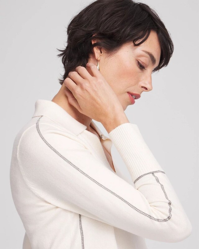 Open Collar Long Sleeve Sweater - image 4
